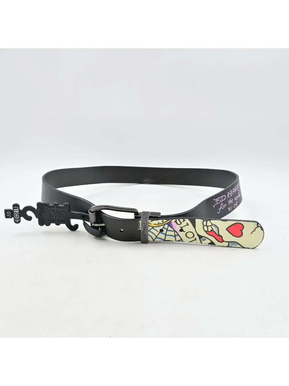 Ed Hardy For The World XI-04 Love Kills Slowly Logo Tattoos Belt NWT Men's 38